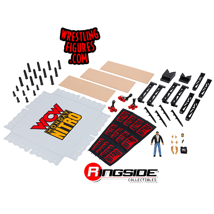 WCW Nitro Real Scale Wrestling Ring Playset w/ Eric Bischoff Ultimate Edition Exclusive Figure image