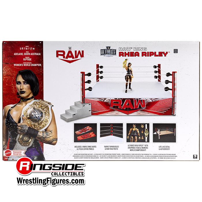 WWE Raw Real Scale Wrestling Ring Playset w/ Rhea Ripley Ultimate Edition Exclusive Figure image
