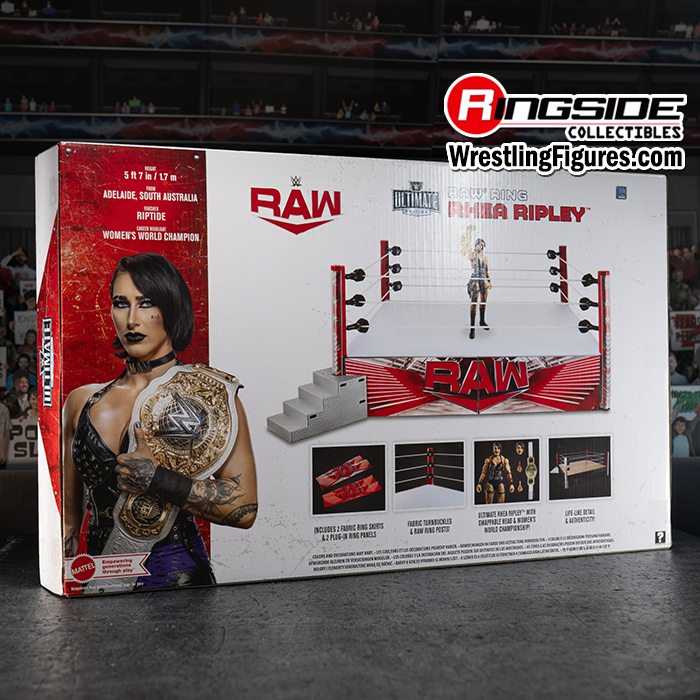 WWE Raw Real Scale Wrestling Ring Playset w/ Rhea Ripley Ultimate Edition Exclusive Figure image