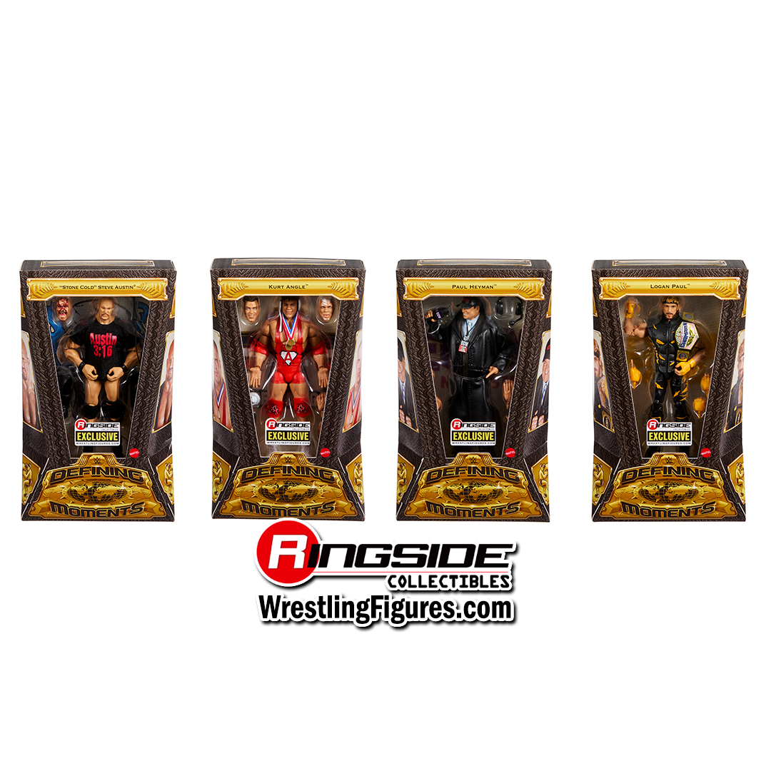 WWE Defining Moments 4-Pack (Stone Cold, Heyman, Logan Paul & Kurt Angle) - Ringside Exclusive image