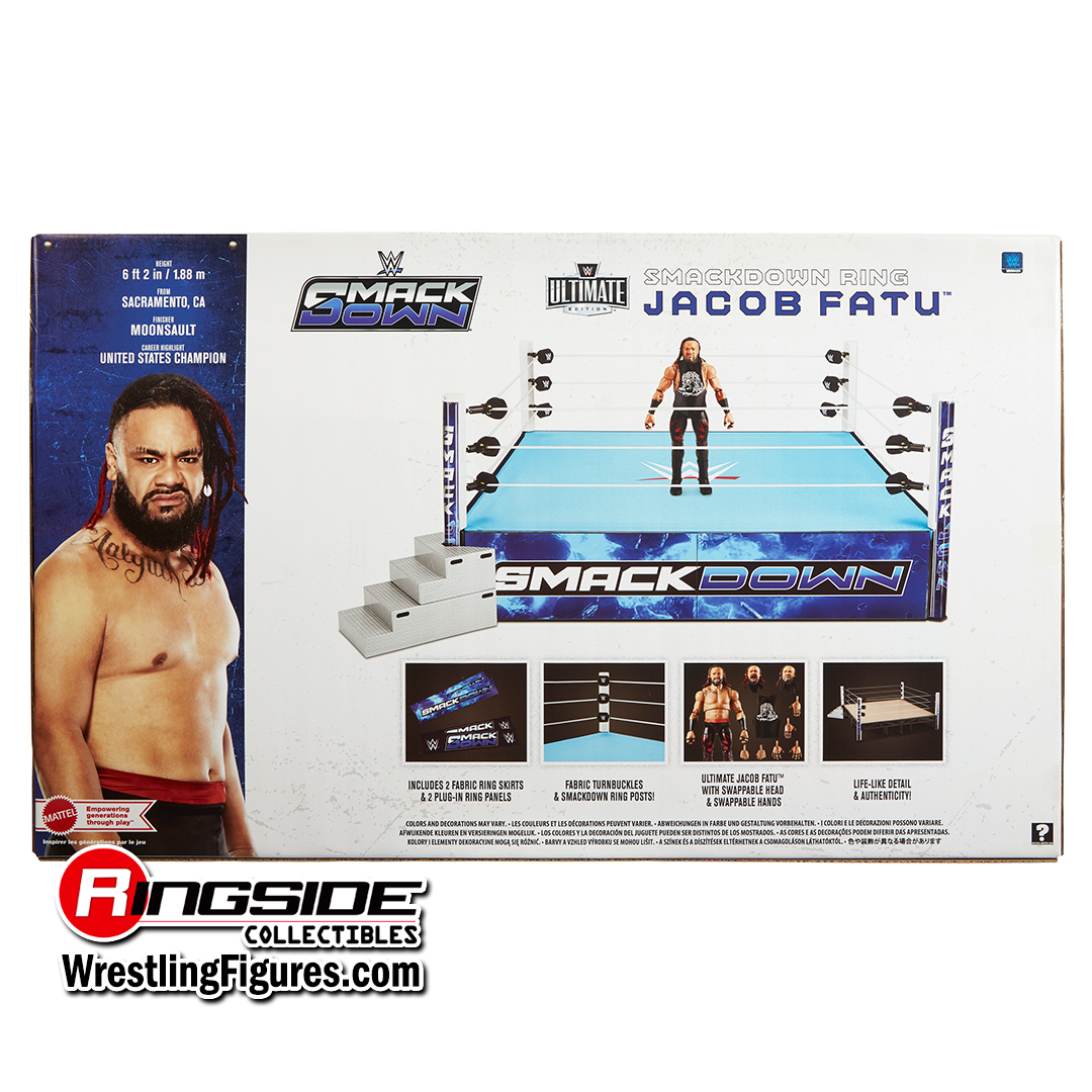 WWE Smackdown Real Scale Wrestling Ring Playset w/ Jacob Fatu Ultimate Edition Exclusive Figure image